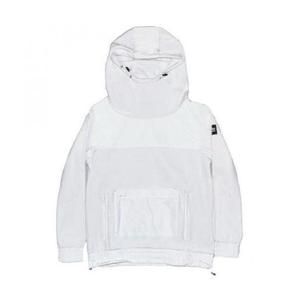 Travs8 Face Mask Hoodie white Japanese streetwear for